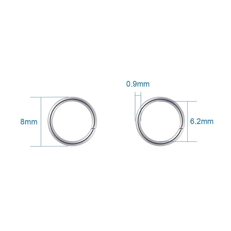 Kissitty 2000pcs 8mm Stainless Steel Open Jump Rings Connectors 0.9mm Thick Chainmail Making Jewelry Findings 20 Gauge - Image 5
